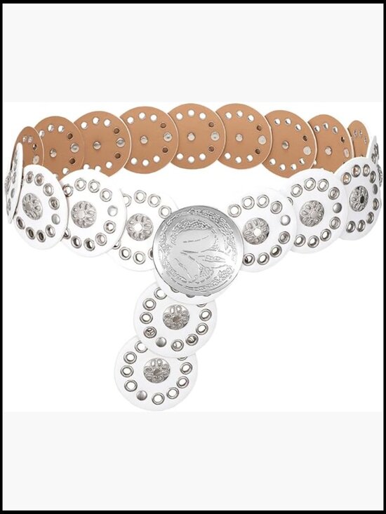 Accessories - Vintage Wide Western Leather Belt Concho Disc Boho Waist Belt for Dress Jeans